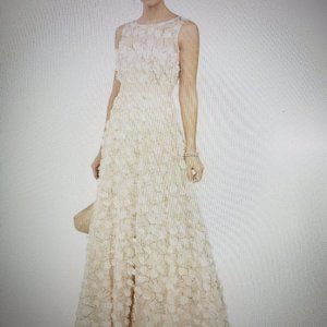 Eliza J Embellished Flowered Gown 8 Champagne